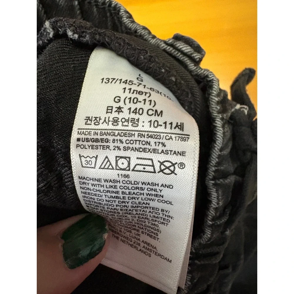 Gap Kids Girls Stretch Slim Jeans Black Pull On Elastic Waist Size L 10-11